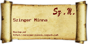 Szinger Minna névjegykártya